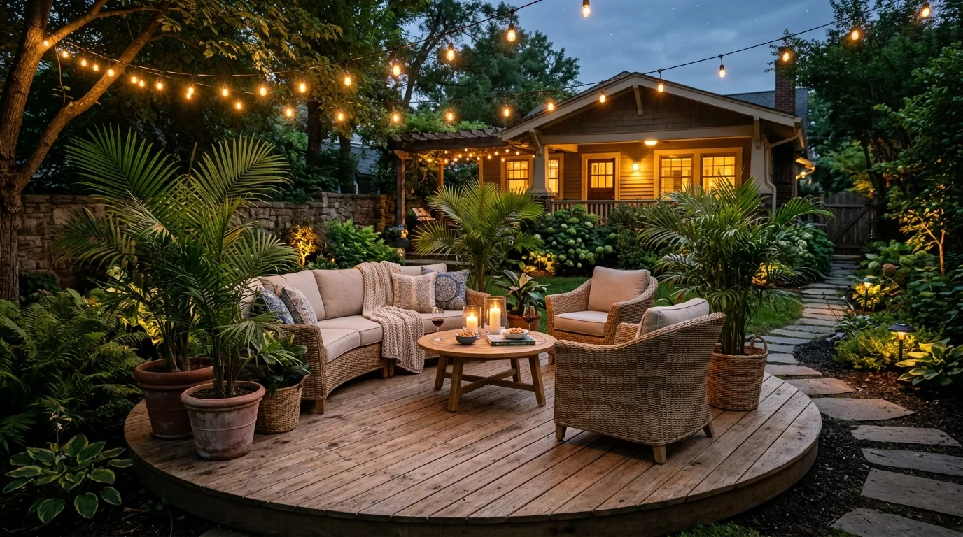 Circular Wooden Deck Oasis